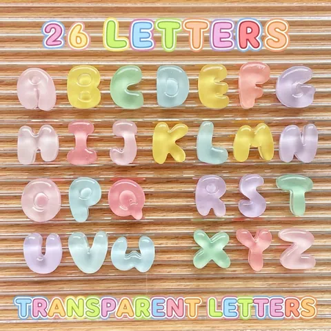 Mini 3D Alphabet Buchstaben Perlen Harz Transparent Bunt Für DIY Schmuck Handyhülle Deko Macaron Süßer Stil