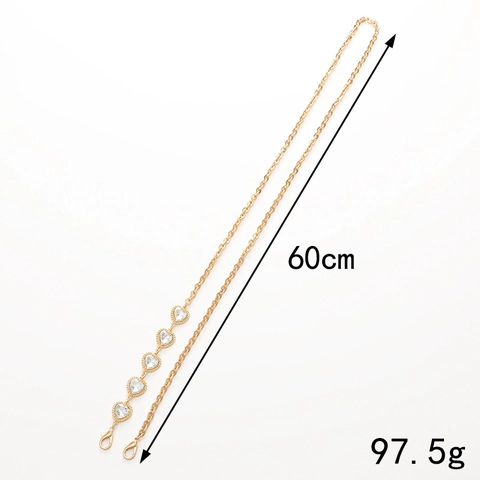 Luxus Metall Strass Herz Handykette Crossbody Taschenkette Ersatzriemen Gold Silber Gehäuse Hängender Anhänger Für Damen