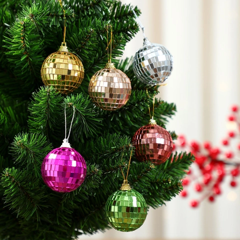 Ornamenti Per Palle Disco Di Natale Specchio In Vetro Riflettente Appeso All'albero Decorazione Per Feste Retro