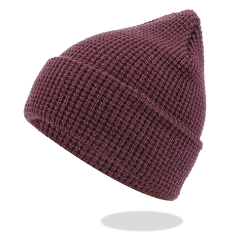 Gorro De Punto Acrílico Engrosado Cálido Invierno Tejido Gofre Diseño Dobladillo Resistente Al Viento Casual Unisex