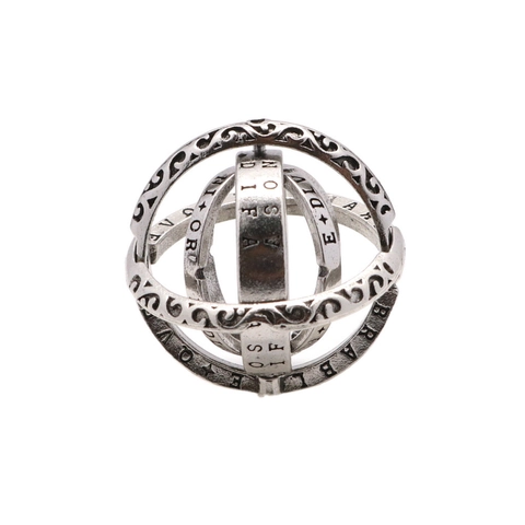 Vintage Astronomical Ball Ring Foldable Sphere Ring Alloy Engraved Symbols Mechanical Creative Jewelry For Men Women