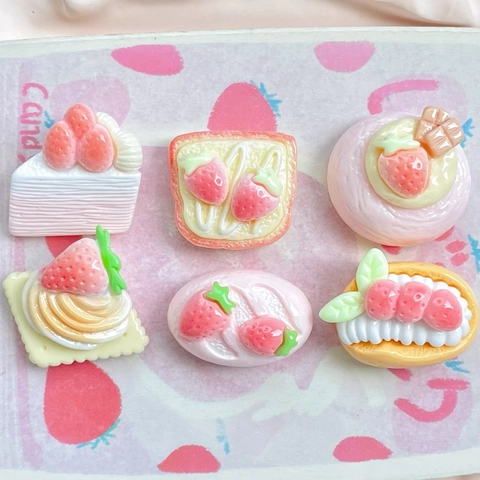 Ciondoli In Resina Per Dessert Alla Fragola Per Fermagli Per Capelli Fai Da Te Decorazione Per Custodia Del Telefono Cibo In Miniatura Kawaii