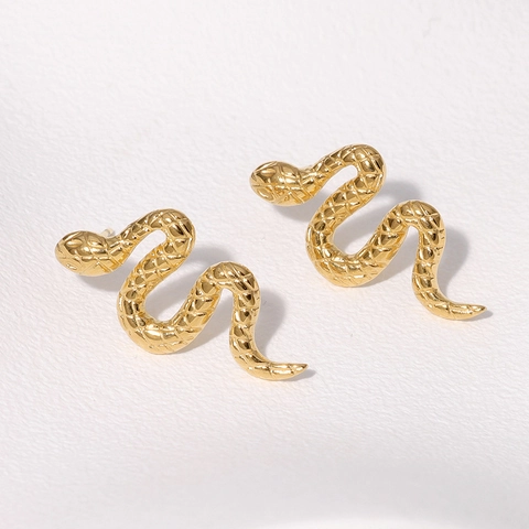 Boucles D'oreilles Serpent Acier Inoxydable Punk Forme Animale À La Mode Inaltérable Style Gothique Pour Hommes Et Femmes