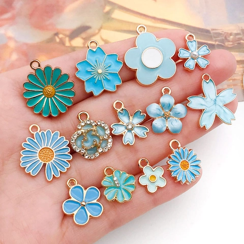 Colgantes De Flores De Aleación Esmalte Gota De Aceite Margarita Rosa Accesorios Para Creación De Joyas DIY