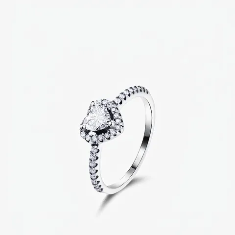 925 Sterling Silver Heart Shaped Ring With Zircon Halo Sparkling Elegant Jewelry For Women Romantic Engagement Promise