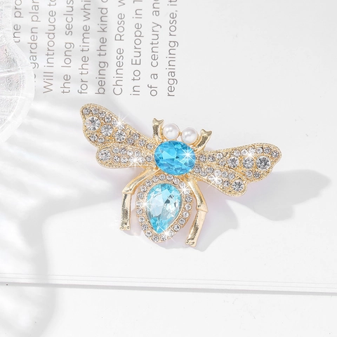 Lussuosa Spilla a Ape per Donna Squisita Spilla a Insetto in Lega di Zinco Con Strass di Cristallo Colorati e Perle Artificiali