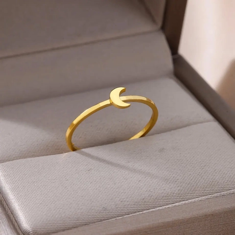 Minimalist Gold Plated Stainless Steel Adjustable Rings Heart Cross Moon Star Geometric Simple Fashion Jewelry