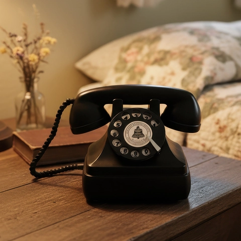 Vintage Draaischijf Telefoon Model Hars Retro Bureau Ornament Antiek Mat Zwart Home Office Decoratie Beeldje