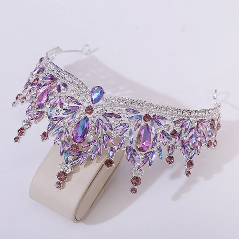 Corona Da Sposa Barocca Tiara Lega Strass AB Colorato Lusso Matrimonio Compleanno Festa Accessori Per Capelli Donne