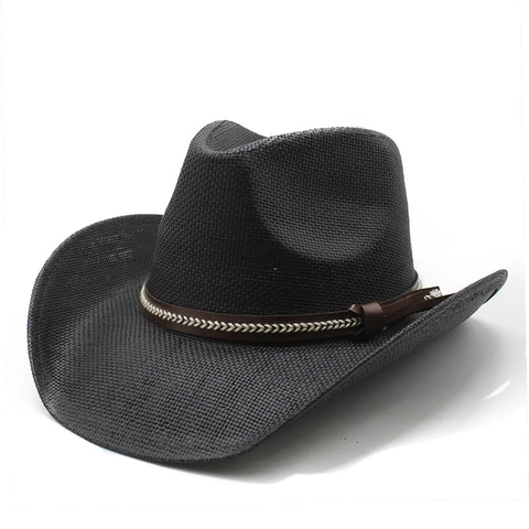 Cappello Da Cowboy Occidentale Paglia Di Carta Tesa Larga Traspirante Protezione Solare Stile Etnico Estate Spiaggia