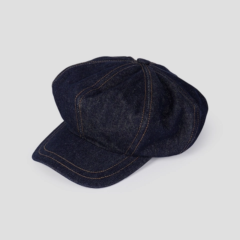 Retro Denim Newsboy Pet Contraststiksel Achthoekige Hoed Voor Dames Vintage Casual Pet