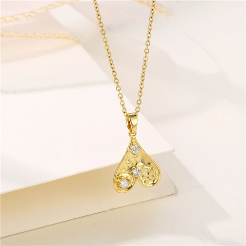 Hart Hanger Ketting Roestvrijstalen Ketting Met Zirkoon Inleg Verguld Zoete Coole Stijl Sieraden Voor Dames
