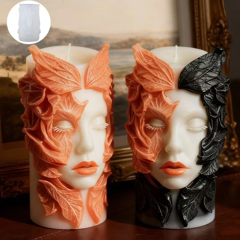 Molde De Silicona Rostro Diosa Nórdica Retrato 3D Diseño Hojas Para Velas Aromáticas DIY Jabón Hecho A Mano Artesanía