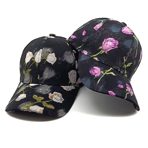 Berretto Da Baseball Stampa Floreale Rosa Vintage Esterno Regolabile Protezione Solare Moda Donna