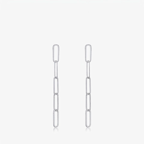 Minimalistische 925 Sterling Silber Kette Hängeohrringe Geometrische Büroklammer Lange Quasten Dangle Schmuck Für Damen