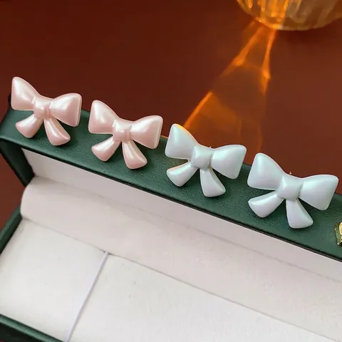 Perlmutt Acryl Schleifen Ohrstecker Mit Silber Ohrstecker Französisch Vintage Chic Eleganter Schmuck Für Frauen