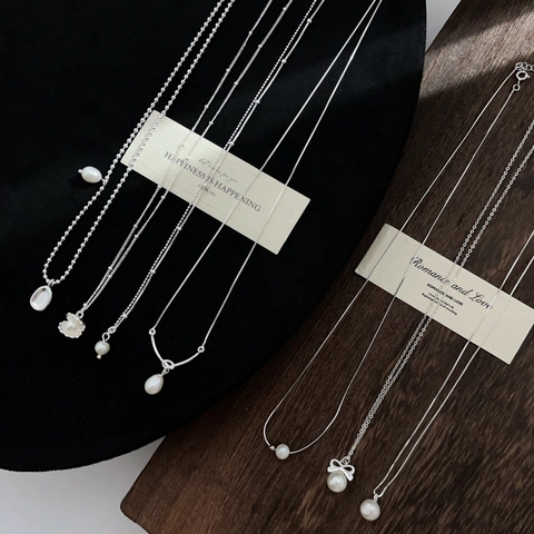 925 Sterling Silver Artificial Pearl Pendant Necklace Minimalist Luxury Daily Jewelry Gift For Women