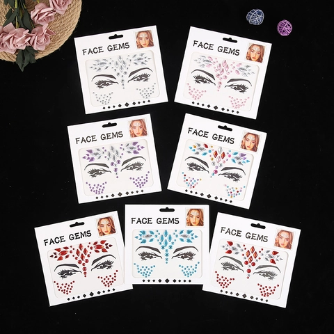 Gioielli Per Il Viso Brillanti Adesivi In Strass Autoadesivi Per Trucco Da Festa Festival Rave Body Art DIY