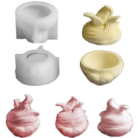 Herz Relief Drehbarer Streifen Silikonform DIY Aufbewahrungsbox Kerzenbecher Schmuckkästchen Harz Epoxid Gips Handwerk Dekorativ