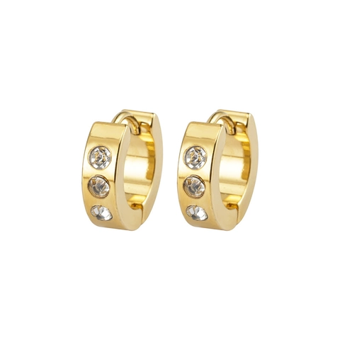 Huggie Creolen Gold Plattiert Edelstahl Zirkonia Minimalistisch Geometrisch Mode Schmuck Für Frauen