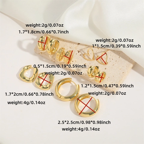 Orecchini A Cerchio In Rame Placcati Oro Spessi Geometrici Forma C Cuore Croce Onda Gioielli Vintage Minimalisti Per Donna