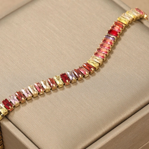 Lussuosa Collana Con Ciondolo in Acciaio Inossidabile e Strass da Donna Catena a Clavicola Intarsiata Multicolore Asimmetrica Gioielli