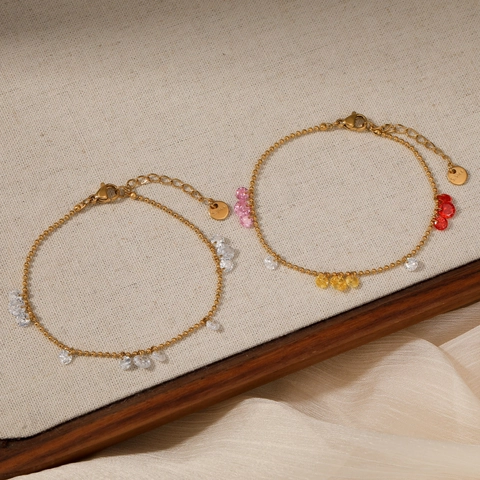 Pulsera Y Tobillera De Acero Inoxidable Con Circón Colorido Joyas Minimalistas Resistentes Al Agua