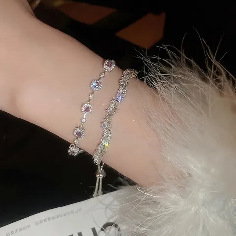 Pulsera Ajustable De Estrella De Circonita Y Perla Artificial De Imitación Para Mujer Joyas De Moda Vintage Color Plata