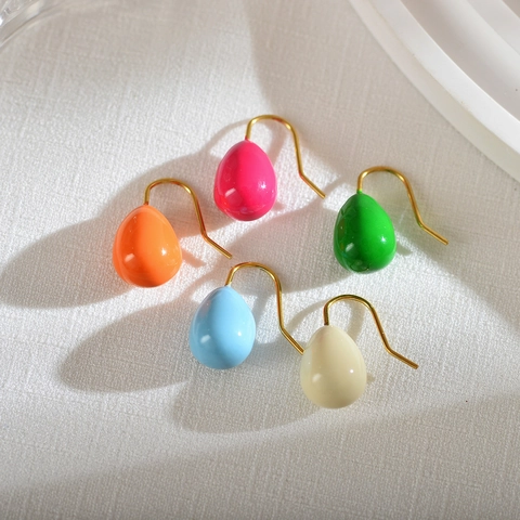 Mode Wassertropfen Ohrhänger Edelstahl Emaille Glasur Bonbonfarben Minimalistischer Eleganter Schmuck Für Frauen