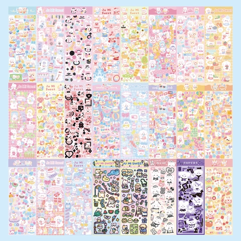 Cute Cartoon Animal PET Stickers Laser Decorative DIY Scrapbook Journal Stationery For Kids Girls