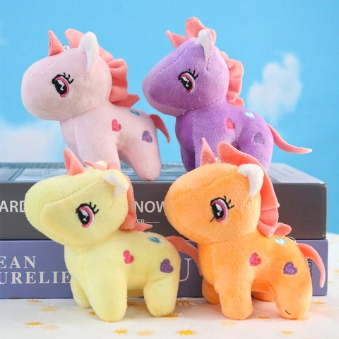 Portachiavi Unicorno Peluche Giocattolo Pony Morbido Con Ricamo A Cuore Ciondolo Per Borsa Colorato