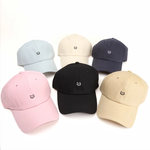 Gorra De Béisbol De Algodón Con Bordado De Gato Protección Solar Ajustable Ala Curva Gorro Deportivo Casual Streetwear