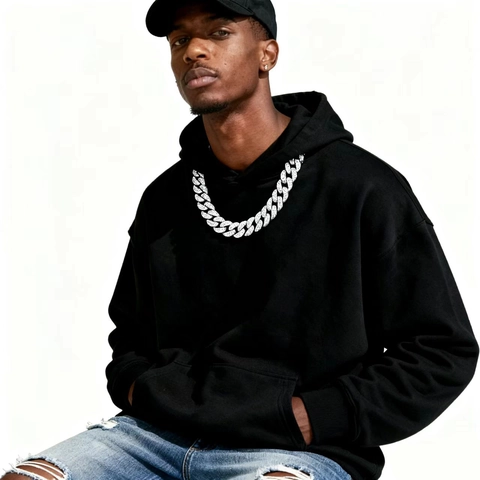 Hip Hop Cuban Link Chain Necklace Alloy Full Rhinestones Iced Out Streetwear Jewelry For Men Women