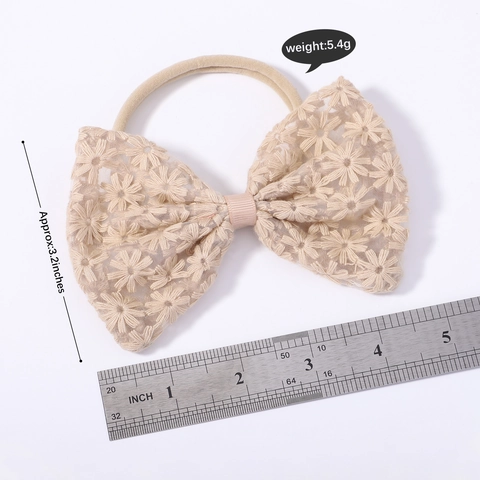 Baby Girls Lace Bow Headband Nylon Elastic Floral Embroidery Hair Band Soft Newborn Infant Toddler Hair Accessories Gift