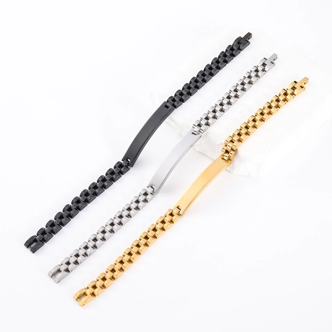 Edelstahl ID Gliederkette Armband Polierte Austernkette Hip Hop Punk Stil Mode Schmuck Für Herren Unisex