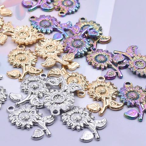 Collana Con Pendente Girasole Acciaio Inossidabile Placcatura Sottovuoto Design Floreale Gioielli Eleganti Per Donne Accessorio