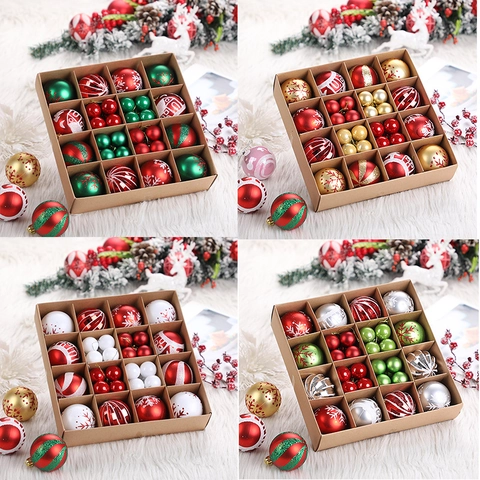 Kerstballen Ornamenten Onbreekbaar Plastic Gemengde Maten Glitter Mat Glanzend Feest Decoratie Huis