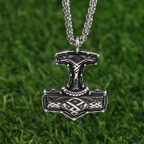 Collana Con Pendente Martello Di Thor In Acciaio Inossidabile Runa Vichinga Norrena Mjölnir Gioielli Retro Punk Da Uomo