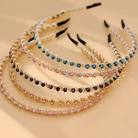 Kralen Hoofdband Kristal Strass Dunne Legering Haarband Antislip Elegant Koreaanse Stijl Haaraccessoires Vrouwen