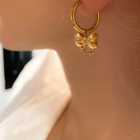 Pendientes De Aro Con Nudo De Lazo Chapados En Oro De 18K Acero Inoxidable Joyería De Moda Para Mujer
