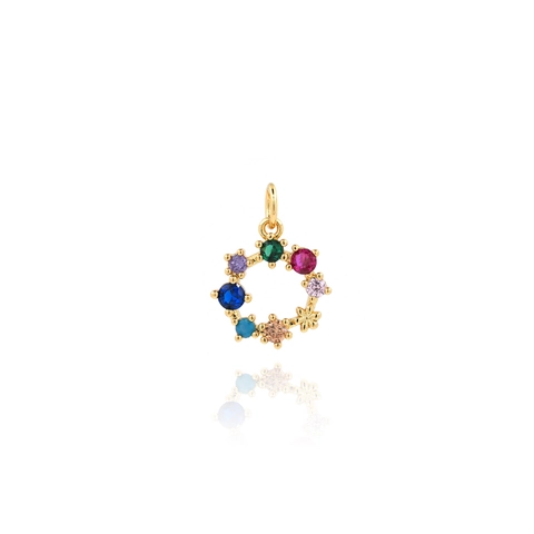Pendente A Forma Di Ghirlanda Rame Placcato Oro Zirconia Cubica Colorata Per Creazione Di Gioielli DIY Elegante