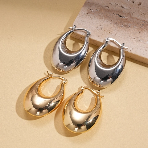 Chunky Druppel Oorbellen Ijzer Spiegelgepolijst Minimalistisch Geometrisch Mode Sieraden Voor Vrouwen