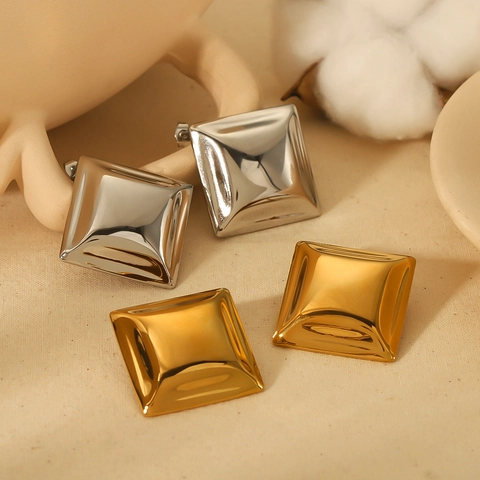 Geometrische Quadratische Raute Ohrstecker 18K Vergoldet Edelstahl Vintage Minimalistisch Statement Schmuck Für Frauen