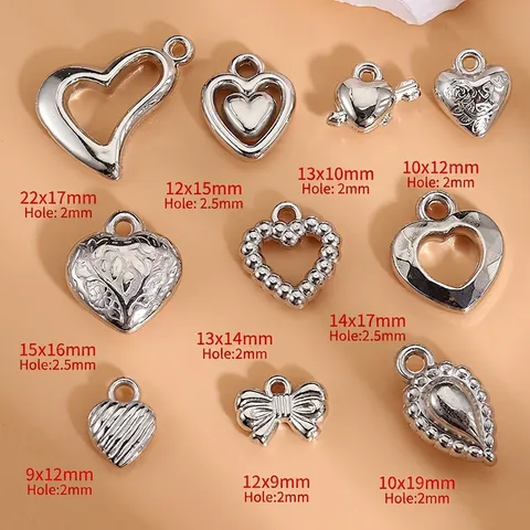 Pendentifs Coeur Et Noeud Argenté Style Vintage Y2K Pour Colliers Bracelets Accessoires De Création De Bijoux Artisanaux