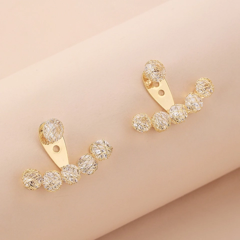 Pendientes Ear Jacket De Aleación Con Diamantes De Imitación Y Poste De Plata De Ley 925 Joyería Elegante Para Mujer