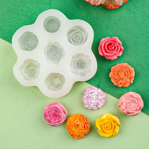 Flower Silicone Mold 3D Rose Peony Shapes For Candle Making DIY Soap Resin Plaster Cake Decorating Flexible Heat Resistant