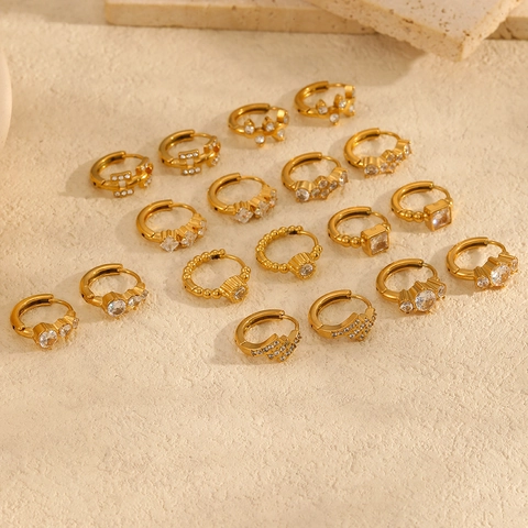 Hoop Oorbellen Roestvrij Staal Verguld Cubic Zirconia Geometrisch Luxe Mode Sieraden Voor Vrouwen