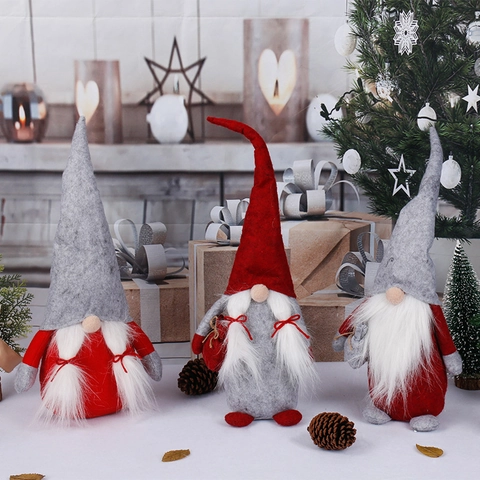 Muñeco De Peluche Gnomo Sin Rostro De Navidad Rudolph Tomte Adorno De Fieltro De Pie Para Decoración De Fiesta Hogar Estilo Nórdico