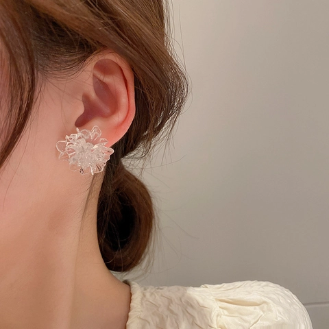 Transparente Harz Blumen Ohrstecker Mit 925 Sterling Silber Ohrstift Eleganter Süßer Blumenschmuck Für Frauen