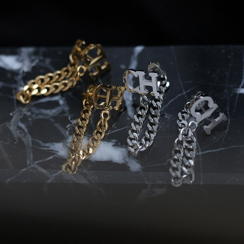 Orecchini In Acciaio Al Titanio Con Ciondolo A Lettera Placcati In Oro Nappa A Catena Cubana Gioielli Di Moda Geometrici Per Donna